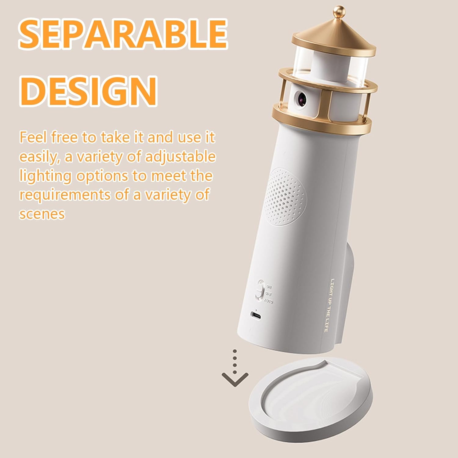 NAIRO Plastic Lighthouse Moon for Baby Room Decor Projection Lamp with Remote Control Moonlight Projector,LED Decorative Bedside Table Lamp Bedroom,Living Room,Kids,Gifts,Home Decor,Multicolor