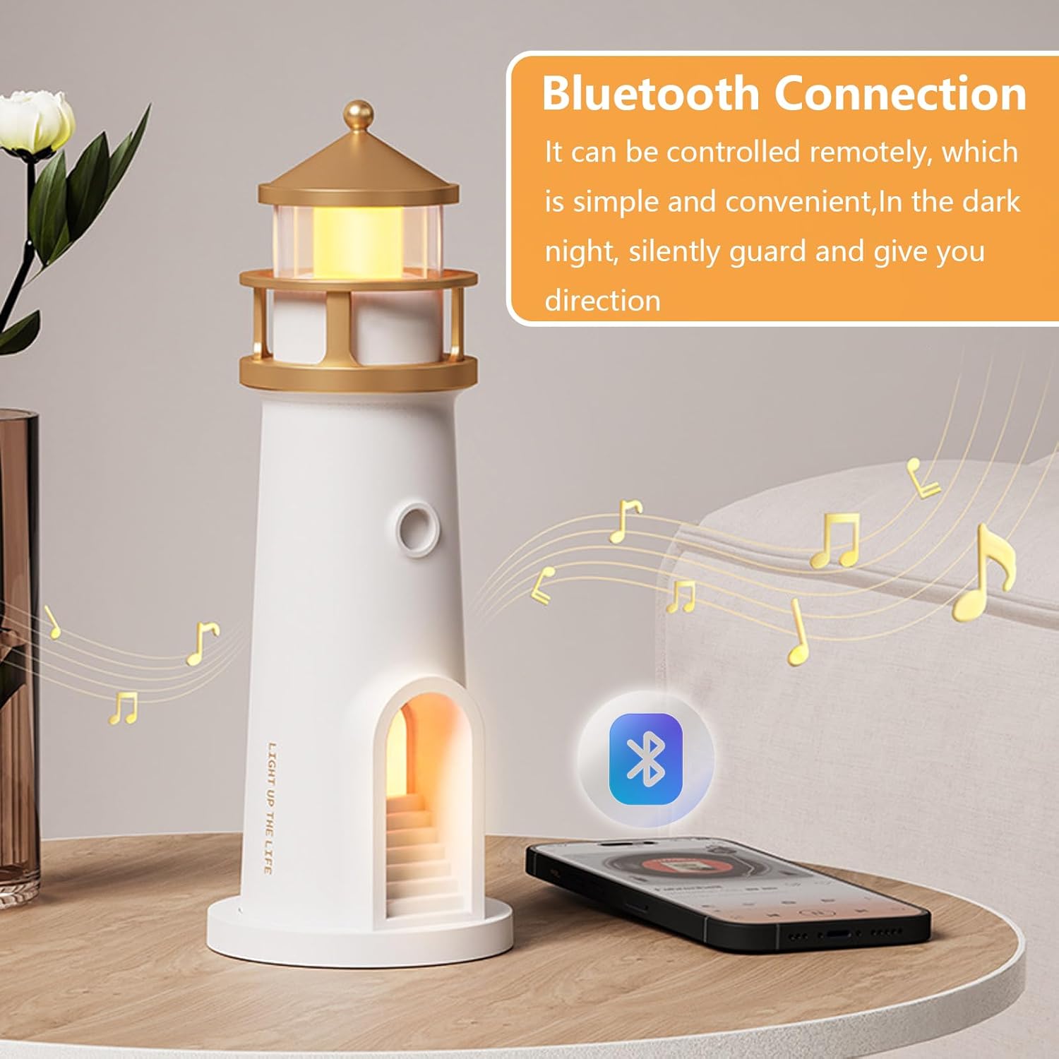 NAIRO Plastic Lighthouse Moon for Baby Room Decor Projection Lamp with Remote Control Moonlight Projector,LED Decorative Bedside Table Lamp Bedroom,Living Room,Kids,Gifts,Home Decor,Multicolor